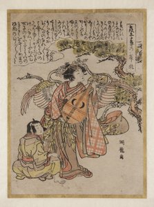 Déesse avec Biwa - Isoda Koryusai