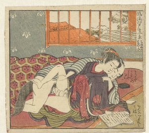Couple amoureux lisant (Twaalf gezichten op het verfijnde Edo, Furyu Edo junikei)