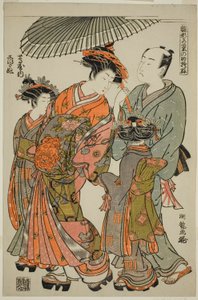 Shioginu de Tsutaya, de la série "Modèles pour la mode : nouveaux designs aussi frais que de jeunes feuilles (Hinagata wakana no hatsu moyo)"