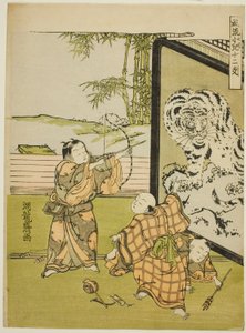 Tigre, de la série "Enfants à la mode avec les douze signes du zodiaque (Furyu kodomo juni shi)" - Isoda Koryusai