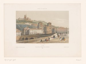 Vue du Pont de Tilsitt et de la Cathédrale Saint-Jean à Lyon