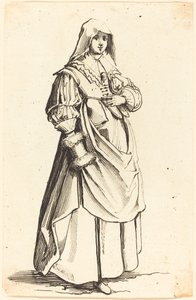 Bourgeoise avec manchon, face à droite - Israel Henriet after Jacques Callot