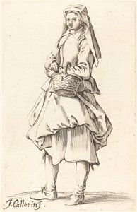 Paysanne avec panier, face à gauche