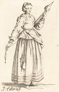 Jeune femme avec quenouille, face à droite