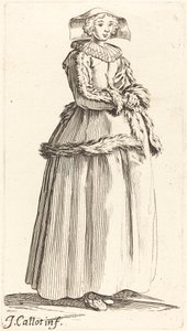 Jeune Femme avec les Mains Croisées, de Profil Droit - Israel Henriet after Jacques Callot