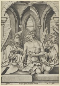 Le Christ en homme de douleurs entre deux anges - Israhel van Meckenem