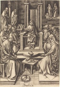 Le Christ parmi les docteurs - Israhel van Meckenem after Hans Holbein the Elder