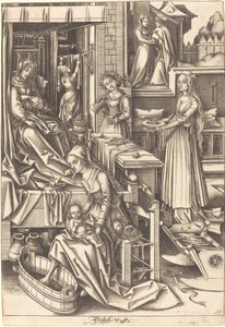 La Naissance de la Vierge - Israhel van Meckenem after Hans Holbein the Elder