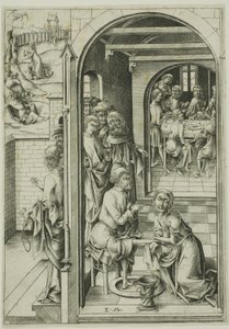 Le Christ lave les pieds des apôtres - Israhel van Meckenem the younger