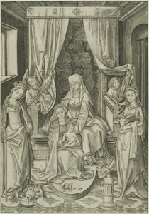 La Madone avec Sainte Anne, Sainte Catherine et Sainte Barbara - Israhel van Meckenem the younger