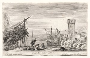 Vues de ports maritimes : Vue de la côte italienne - Israël Henriet
