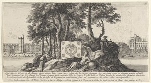 Vue de Paris avec trois nymphes de rivière (Les rivières d