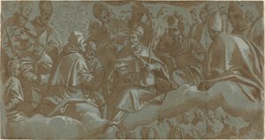 Saints sur des nuages - Italian 16th Century
