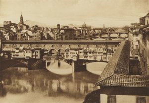 Florence : Vue des Lungarno avec les ponts, Vecchio, S Trinita, Carraia et de Ferro aux Cascine