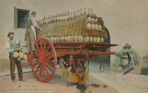 Chargement de bouteilles de vin sur une charrette, Florence - Italian Photographer