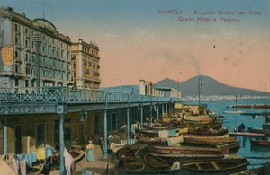 Naples - vue du Grand Hôtel Santa Lucia et du Vésuve - Italian Photographer