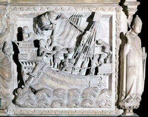 Navire du 14ème siècle. Église de Saint-Eustorgio à Milan