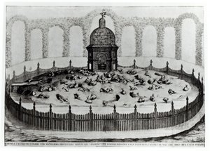 Clapier avec une volière pour petits oiseaux, de Le Fabbriche e i Giardini dell