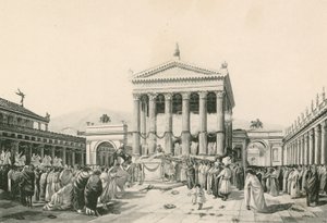 Un sacrifice à Jupiter dans le forum civil (gravure) - Italian School