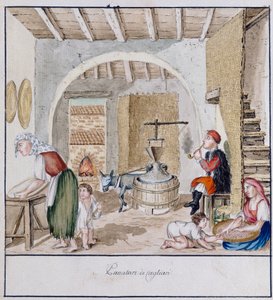 Intérieur rustique à Cagliari, impression ms. 258, Collection Luzzetti - Italian School