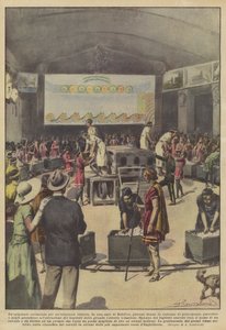 Une cérémonie originale pour une tombola originale (lithographie couleur) - Italian School