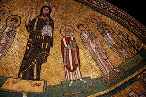 Abside avec Christ, saints et Pape Grégoire IV (mosaïque) - Italian School