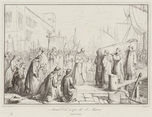 Arrivée du corps de Saint Marc, 828