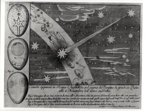 Diagramme astrologique de la comète apparue à Rome pendant la Vierge et restée visible jusqu