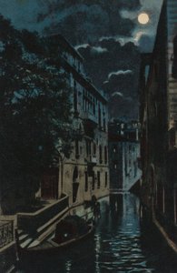 Canal de retour, Venise (lithographie couleur) - Italian School