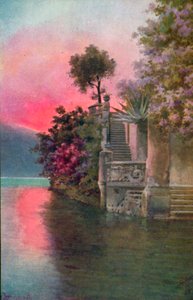 Bellagio, Lac de Côme, Italie (lithographie couleur) - Italian School