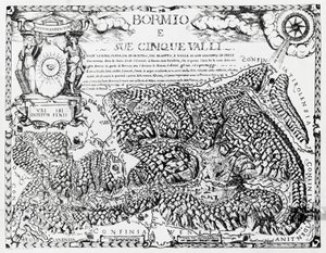 Bormio et ses cinq vallées, gravure, Italie - Italian School