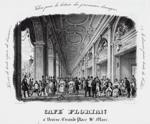Caffè Florian sur la Piazza San Marco à Venise, gravure, Italie - Italian School