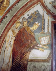 Cardinal Ugolino di Ostia (plus tard le pape Grégoire IX), consacrant la chapelle, Chapelle Saint-Grégoire, vers 1224