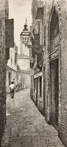 Maison de Carlo Goldoni à Venise, Italie, gravure d