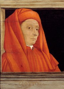 Cassone avec 5 portraits du maître de la Renaissance florentine, détail avec le portrait de Bondone Ambrogio dit Giotto di Bondone (ca. 1267-1337)