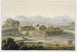 Forteresse circulaire de Cannar, Pérou, de Le Costume Ancien et Moderne, Volume II, planche 1, par Jules Ferrario, publié vers 1820-1830 - Italian School