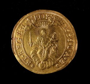 Monnaie de la République de Gênes : pièce de 12,5 doppie en or. Diam. 61 mm. 1656. Revers. Gênes Musei di Strada Nuova (inv. 6453) - Italian School