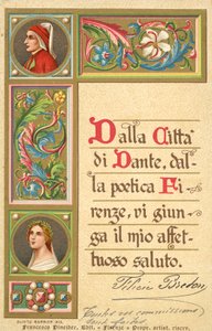 Dante, Béatrice, Divine Comédie (lithographie couleur) - Italian School