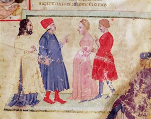 Dante et Virgile (70-19 av. J.-C.) avec Francesca da Rimini et Paolo Malatesta, de La Divine Comédie de Dante Alighieri (1265-1321)