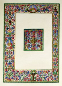 Bordure décorative avec Dieu le Père et deux prophètes et une initiale historiée T avec une sirène et deux putti, 15e-16e siècle