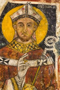 Détail du triptyque représentant San Cataldo, crypte de la cathédrale - Italian School