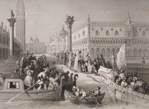 Embarquement du Doge, Venise, gravé par Challis - Italian School