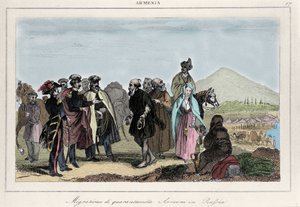 Émigration des Arméniens vers la Russie. Gravure du 19ème siècle - Italian School