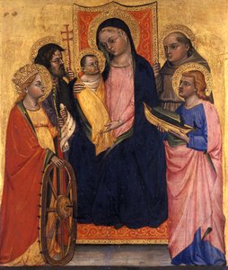 Madone et Enfant en majesté avec quatre saints, c.1400 - Italian School
