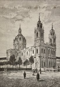 Basilique Estrela, Lisbonne, Portugal, gravure de L