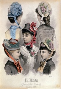 Mode de la fin du XIXe siècle : différents modèles de chapeaux pour femmes - Italian School