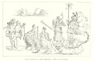 Fêtes de Florence, Scène allégorique, Mars et la Renommée (gravure)