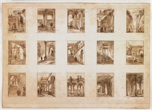 Quinze vues architecturales et italiennes miniatures - Italian School