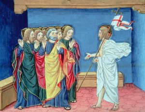 Le Christ ressuscité montre aux disciples ses mains et la plaie de son côté - Italian School