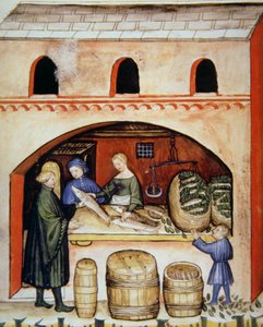 Poisson salé, illustration du Tacuinum Sanitatis Codex Vindobonensis